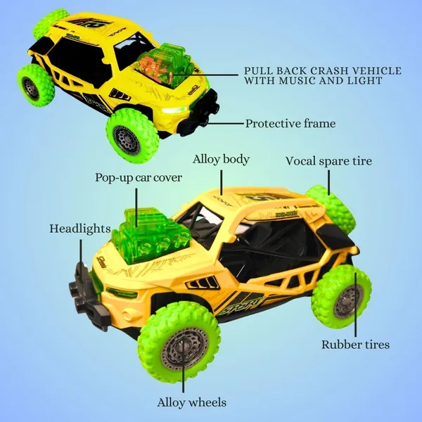 Diecast_Predator_Toy_Car_Model_Pull_Back_Vehicles_Alloy_Simulation_Crash_Car_Monster_Truck_With_Lights_And_Sound_Also_For_Car_Dashboard,Kids,_Yellow