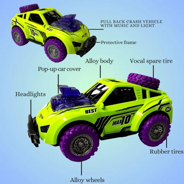 Diecast_Predator_Toy_Car_Model_Pull_Back_Vehicles_Alloy_Simulation_Crash_Car_Monster_Truck_With_Lights_And_Sound_Also_For_Car_Dashboard,Kids,_Green