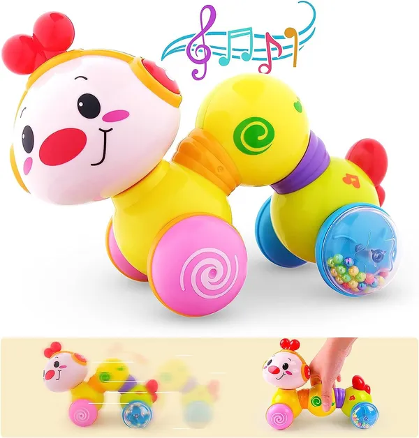 Caterpillar_Press_&_Go_Toy_Musical,Baby_Toys_6_To_12_Months,_Light_Up_Head_Inchworm_Infant_Toys,_Baby_Crawling_&_Educational_Toys_For_1_Year_Old_Boys_&_Girls_(Caterpillar)_-_Multicolor