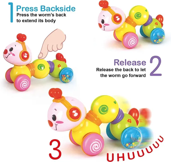 Caterpillar_Press_&_Go_Toy_Musical,Baby_Toys_6_To_12_Months,_Light_Up_Head_Inchworm_Infant_Toys,_Baby_Crawling_&_Educational_Toys_For_1_Year_Old_Boys_&_Girls_(Caterpillar)_-_Multicolor