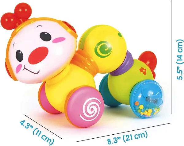 Caterpillar_Press_&_Go_Toy_Musical,Baby_Toys_6_To_12_Months,_Light_Up_Head_Inchworm_Infant_Toys,_Baby_Crawling_&_Educational_Toys_For_1_Year_Old_Boys_&_Girls_(Caterpillar)_-_Multicolor