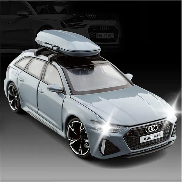 Diecast_Rs6_Avant_Toy_Car_1:24_Scale_Model,Pull_Back_Vehicles_Alloy_Simulation_Supercar_With_Lights_And_Sound_Also_For_Car_Dashboard,Kids,Adult_(1:24Rs6-Grey)