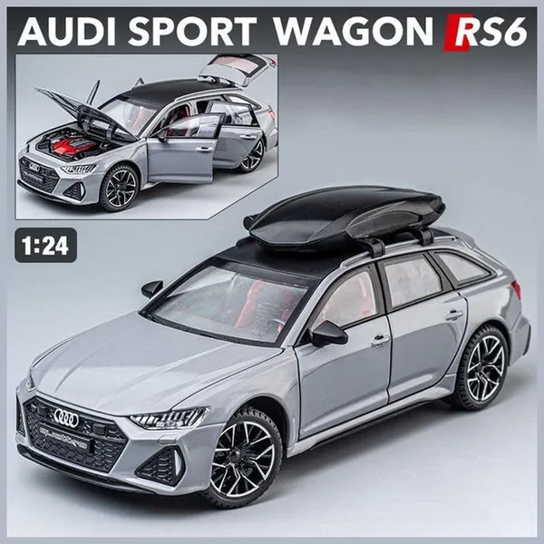 Diecast_Rs6_Avant_Toy_Car_1:24_Scale_Model,Pull_Back_Vehicles_Alloy_Simulation_Supercar_With_Lights_And_Sound_Also_For_Car_Dashboard,Kids,Adult_(1:24Rs6-Grey)
