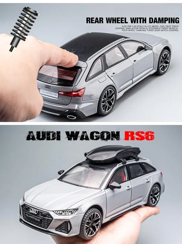 Diecast_Rs6_Avant_Toy_Car_1:24_Scale_Model,Pull_Back_Vehicles_Alloy_Simulation_Supercar_With_Lights_And_Sound_Also_For_Car_Dashboard,Kids,Adult_(1:24Rs6-Grey)