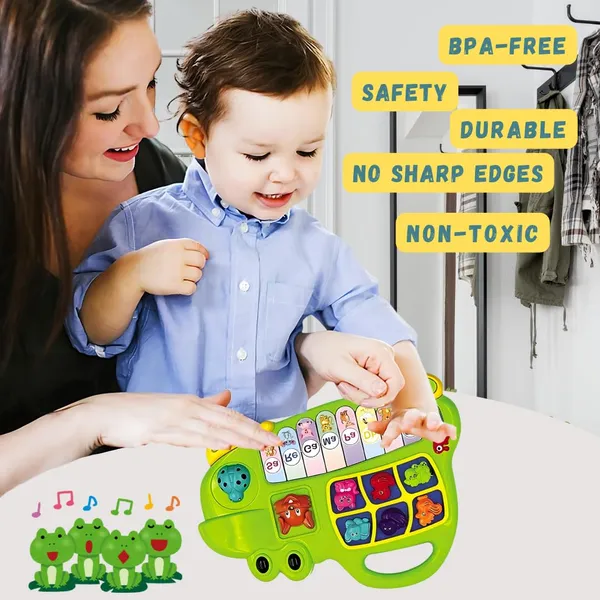 Frog_Musical_Baby_Piano_With_8_Different_Keys_Educational_Keyboard_|_3_Different_Modes_|_Lights_Up_And_Theme_Sound_|_Interactive_Learning_Toy_For_Infants_Toddlers,_Boys_And_Girls