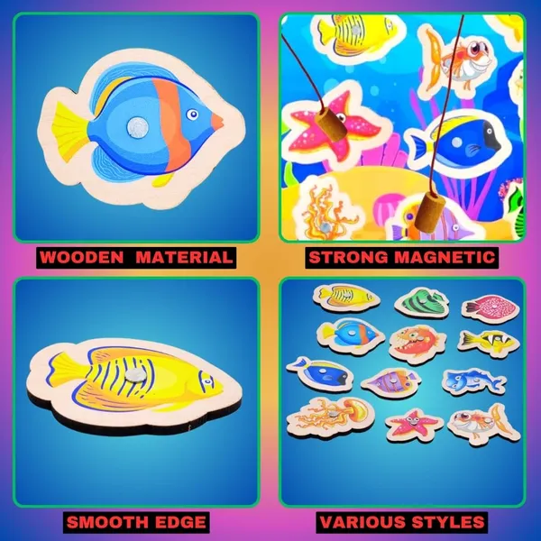15_Pieces_Wooden_Magnetic_Fishing_Game_For_Kids_12_Fishes_2_Stick_1_Pool_Tray_Magnet_Fish_Game_Wooden_Magnetic_Fishing_Toys_For_Kindergarten_Preschool_Kids_Girl_Boy_(Fish_Tray)