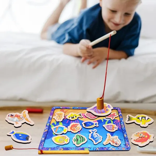 15_Pieces_Wooden_Magnetic_Fishing_Game_For_Kids_12_Fishes_2_Stick_1_Pool_Tray_Magnet_Fish_Game_Wooden_Magnetic_Fishing_Toys_For_Kindergarten_Preschool_Kids_Girl_Boy_(Fish_Tray)