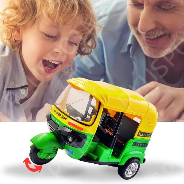 Auto_Rickshaw_Toy,With_Pull_Back_Action_City_Traffic_Vehicles_Public_Transport_Toy_With_Light_And_Sound_For_Aged_3_4_5_6_Boys_And_Girls,Kids_Party_Favors_Gifts_(Green-_2Pc)