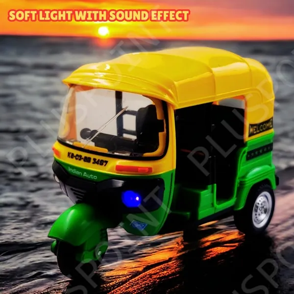 Auto_Rickshaw_Toy,With_Pull_Back_Action_City_Traffic_Vehicles_Public_Transport_Toy_With_Light_And_Sound_For_Aged_3_4_5_6_Boys_And_Girls,Kids_Party_Favors_Gifts_(Green-_2Pc)