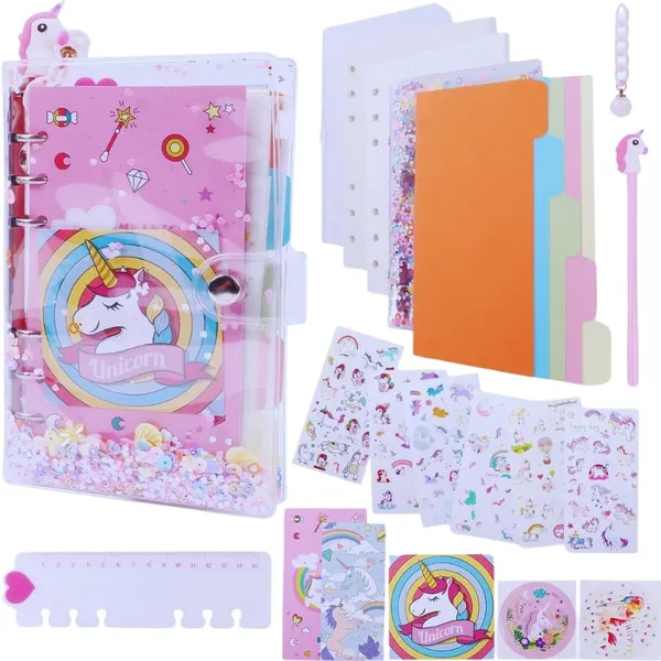 Diy_Unicorn_Notebook_Kit_Gift_Set_For_Girls_Cute_Creative_Dairy_Kit_Decorate_Your_Own_Diary_With_Stickers_And_Star_Sequins,_Unicorn_Pens,_Badge_For_Kids_5_Years_+,_40_Pages