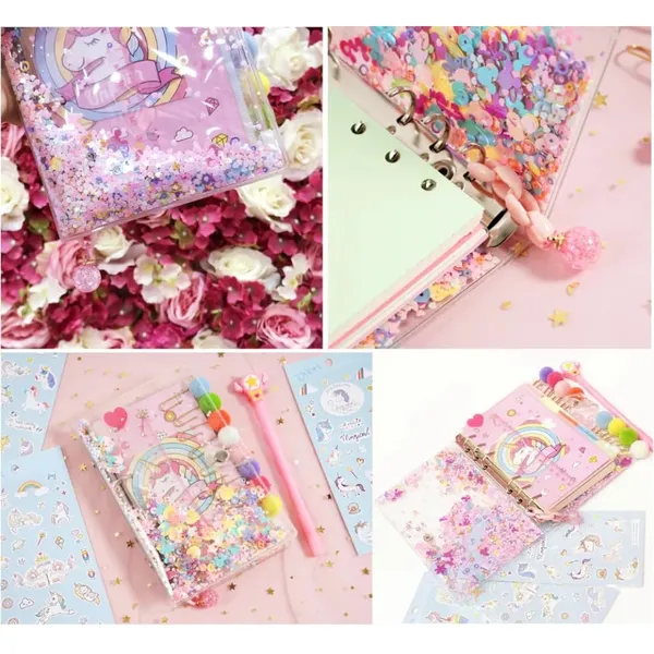 Diy_Unicorn_Notebook_Kit_Gift_Set_For_Girls_Cute_Creative_Dairy_Kit_Decorate_Your_Own_Diary_With_Stickers_And_Star_Sequins,_Unicorn_Pens,_Badge_For_Kids_5_Years_+,_40_Pages
