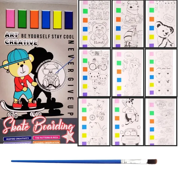 Paint_With_Water_Book_Coloring_Activity_For_Kids,10_Sheets_Cute_Cartoon_Character_Watercolor_Books_2_Pack_Pocket_Painting_Book_For_Toddlers_Kids_Art_Craft_Gift_Ages_3+