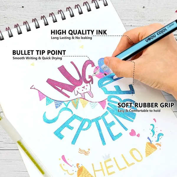 24_Colouring_Gel_Pens_12_Color_Neon_12_Glitter_Pens_Fine_Tip_Art_Markers_Set_Colored_Gel_Pens_For_Coloring_Book,_Drawing,_Doodling,_Scrapbook_Journaling,_Sparkle_Pen_Gifts_For_Kids