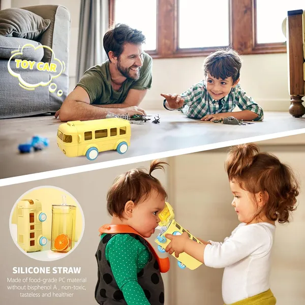 Silicone_Bus_Shape_Water_Bottle_For_Kids_With_Strap_Leak-Proof_Cartoon_Water_Bottle_With_Wheels_(Color-Yellow),_500_Ml