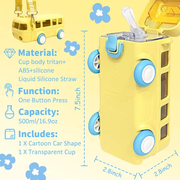 Silicone_Bus_Shape_Water_Bottle_For_Kids_With_Strap_Leak-Proof_Cartoon_Water_Bottle_With_Wheels_(Color-Yellow),_500_Ml