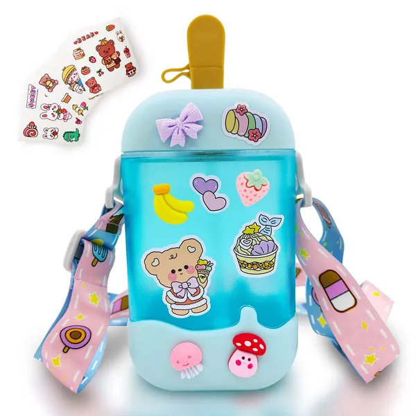 Water_Bottle_Cute_Popsicle_Water_Bottle_With_Straw,_Ice_Cream_Water_Bottle_With_Adjustable_Shoulder_Strap_And_Stickers_-_For_Adult_Kids_Outdoor_Sports,_Leakproof,_Bpa-Free(Color-Blue)