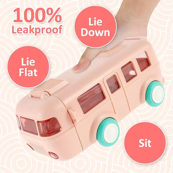 Bus_Water_Bottle_For_Kids_Detachable_Bus_Straw_Water_Cup_With_Shoulder_Strap_Leak-Proof_Kids_Drink_Cup_Cartoon_Water_Jug_Toy_With_Wheels_Toddler_Water_Bottle_(Pink)_-_Plastic,_500_Ml