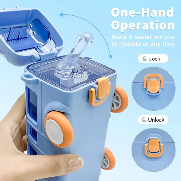 Bus_Shape_Water_Bottle_For_Kids_Detachable_Straw_With_Shoulder_Strap_Leak-Proof_Cartoon_Water_Bottle_With_Wheels_(Color-Blue),_Silicone,_500_Ml