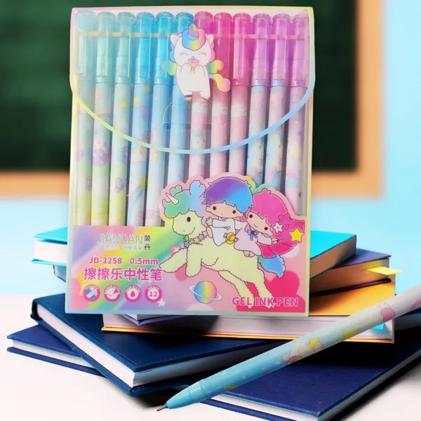 Unicorn_Theme_Gel_Pens_For_Kids,_0.5Mm_Erasable_Blue_Gel_Pen_Set_Of_12_For_Girls_&_Boys,_Adorable_Colorful_Pen_For_Notes_Taking_Project_Work,_Journal,_Blue_Ink,Stationery_For_Kids_Adult