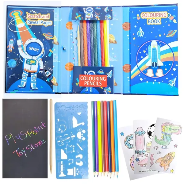 Space_Astronaut_Coloring_Kit_Travel_Pack,_With_30_Coloring_Pages_10_Rainbow_Scratch_Papers_8_Double_Head_Colored_Pencils_For_Drawing,_Travel_Coloring_Kit_For_Kids_Ages_3-12