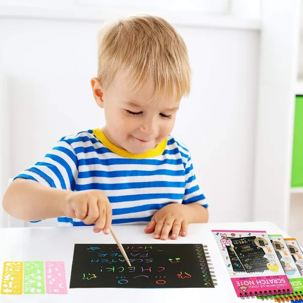 Scratch_Notebooks,_10_Pages_Rainbow_Scratch_Art_Book_Magic_Doodle_Scratch_Painting_Sketch_Art_Drawing_Notepads_With_Wooden_Stylus_For_Kids_Arts_And_Crafts_Perfect_Travel_Activity