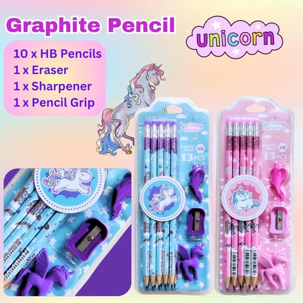 26_Pieces_Unicorn_Pencils_For_Girls,_20_Unicorn_Pencils_With_2_Erasers_2_Grips_2_Sharpeners_Colorful_Kids_Pencils_Cute_Unicorn_School_Supplies_For_Classroom_Reward_Party_Favor_(Unicorn)