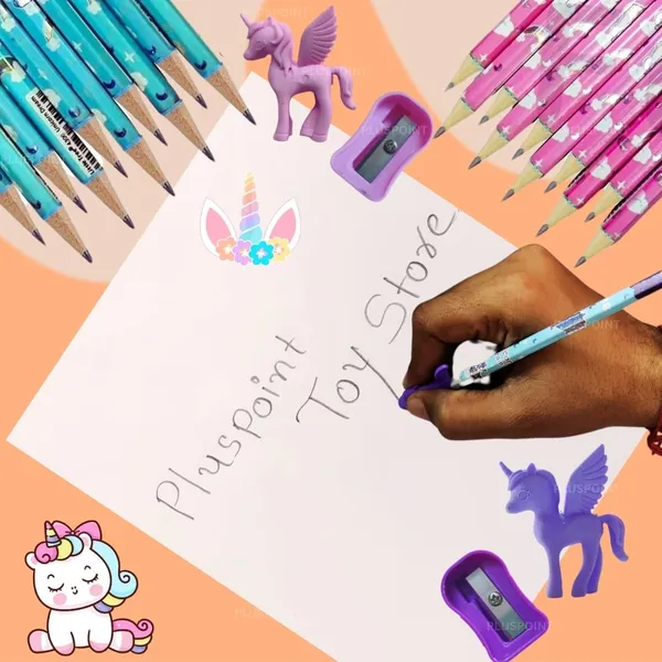 26_Pieces_Unicorn_Pencils_For_Girls,_20_Unicorn_Pencils_With_2_Erasers_2_Grips_2_Sharpeners_Colorful_Kids_Pencils_Cute_Unicorn_School_Supplies_For_Classroom_Reward_Party_Favor_(Unicorn)