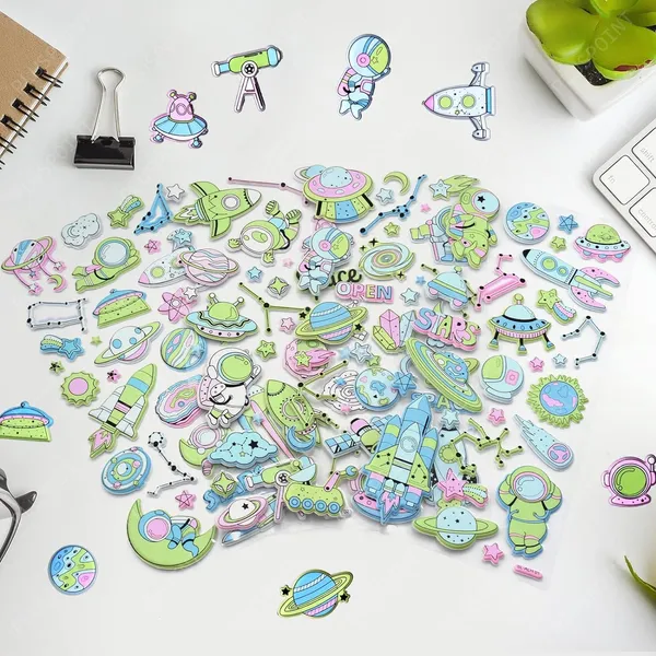 3D_Puffy_Space_Glow_In_Dark_Stickers_For_Kids_4_Pack_Self_Adhesive_Foam_Space_Stickers_With_Planet,_Astronaut,_Rocket,_Solar_System_For_Scrapbook_Crafts,_Party_Favors_Goodie_Bags_Stuffers