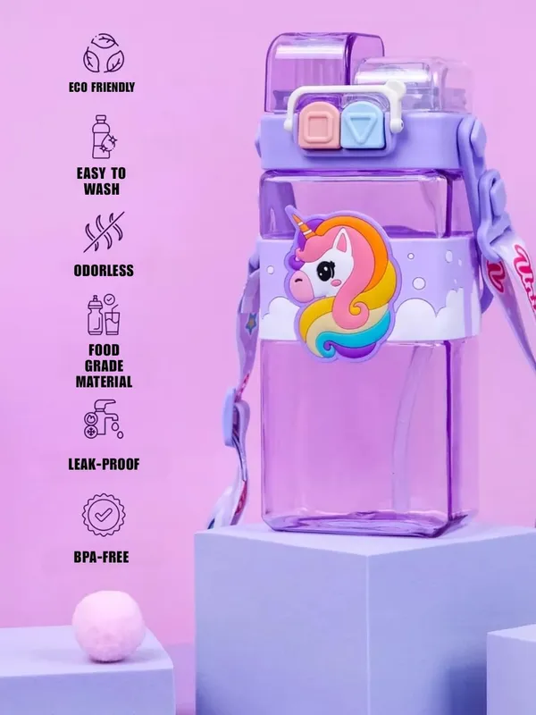 Unicorn_Water_Bottle_For_Kids_With_Carry_Strap_To_Hang_Double_Drinking_Caps_Sipper_Bottle_With_Straw_&_Wide_Mouth_Leakproof,_Bpa_Free_Tritan_Water_Bottle_For_School_Kids_520Ml_(Purple)
