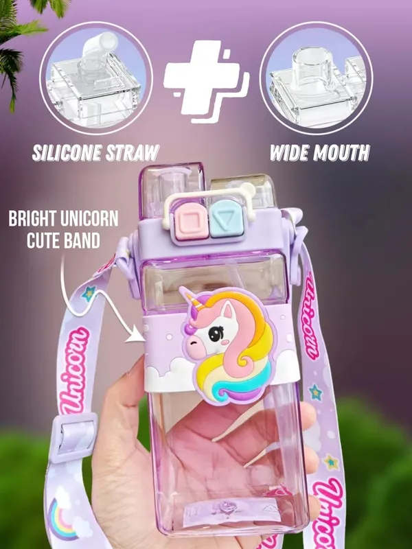 Unicorn_Water_Bottle_For_Kids_With_Carry_Strap_To_Hang_Double_Drinking_Caps_Sipper_Bottle_With_Straw_&_Wide_Mouth_Leakproof,_Bpa_Free_Tritan_Water_Bottle_For_School_Kids_520Ml_(Purple)