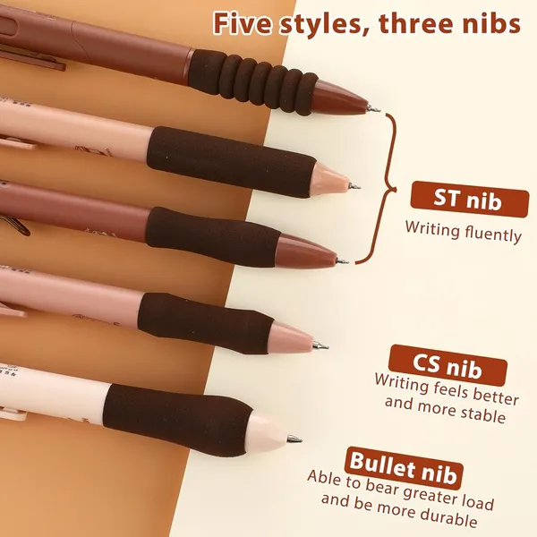 Cute_Gel_Pen,_5_Pcs_Coffee_Gel_Pen_With_Soft_Rubber_Grip_0.5Mm_Fine_Point_Retractable_Pens_Kawaii_Blue_Ink_Smooth_Writing_Pens_For_School_Journaling_Stationery_Office_Supplies