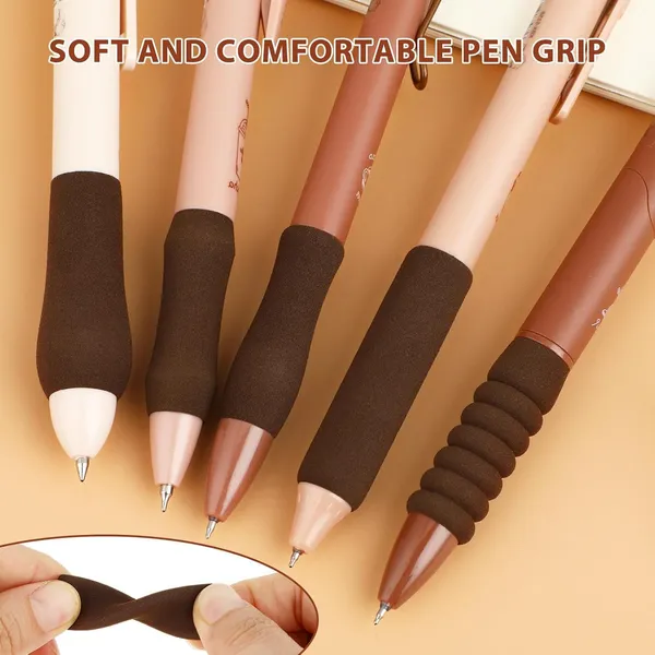 Cute_Gel_Pen,_5_Pcs_Coffee_Gel_Pen_With_Soft_Rubber_Grip_0.5Mm_Fine_Point_Retractable_Pens_Kawaii_Blue_Ink_Smooth_Writing_Pens_For_School_Journaling_Stationery_Office_Supplies