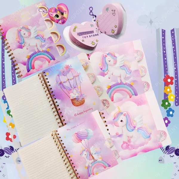 Unicorn_Diary_Set_For_Girls,_Kids_Cute_Spiral_A5_Journal_Premium_Gift_For_Kids_Hardcover_Notebook_With_230_Pages,_With_Highlighter_Pen,_Mini_Dairy,_Cute_Stationery_Gift_For_Girls