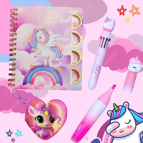 Unicorn_Diary_Set_For_Girls,_Kids_Cute_Spiral_A5_Journal_Premium_Gift_For_Kids_Hardcover_Notebook_With_230_Pages,_With_Highlighter_Pen,_Mini_Dairy,_Cute_Stationery_Gift_For_Girls