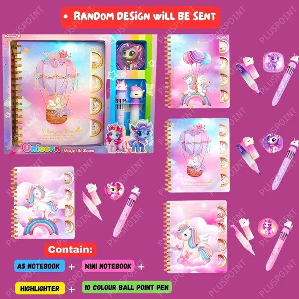 Unicorn_Diary_Set_For_Girls,_Kids_Cute_Spiral_A5_Journal_Premium_Gift_For_Kids_Hardcover_Notebook_With_230_Pages,_With_Highlighter_Pen,_Mini_Dairy,_Cute_Stationery_Gift_For_Girls