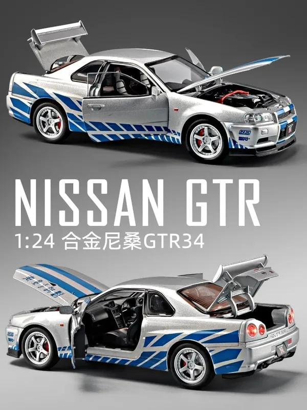 Diecast_Metal_Skyline_Gtr-R34_P.Walker_Edition_Sport_Car_1:24_Scale_Simulation_Model_Alloy_Metal_Pull_Back_Toy_Car_For_Kids_With_Openable_Doors_&_Light,_Music_Toy_Vehicle_For_Kids,_Adults