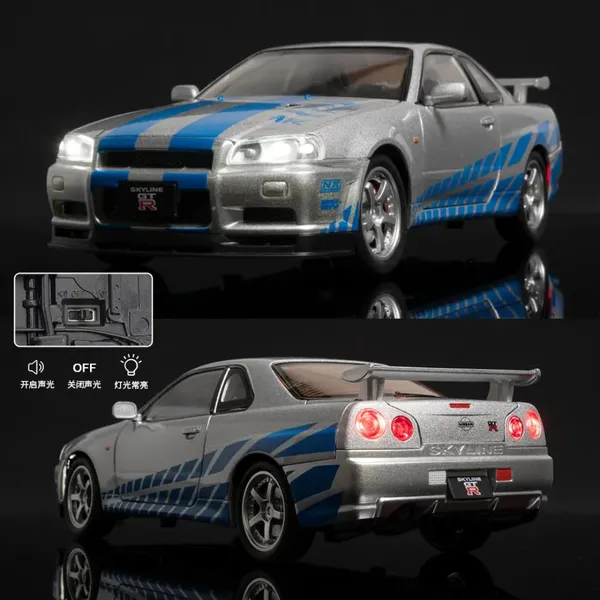 Diecast_Metal_Skyline_Gtr-R34_P.Walker_Edition_Sport_Car_1:24_Scale_Simulation_Model_Alloy_Metal_Pull_Back_Toy_Car_For_Kids_With_Openable_Doors_&_Light,_Music_Toy_Vehicle_For_Kids,_Adults