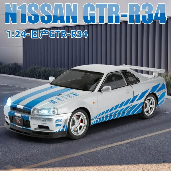Diecast_Metal_Skyline_Gtr-R34_P.Walker_Edition_Sport_Car_1:24_Scale_Simulation_Model_Alloy_Metal_Pull_Back_Toy_Car_For_Kids_With_Openable_Doors_&_Light,_Music_Toy_Vehicle_For_Kids,_Adults