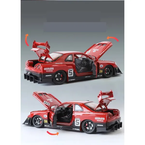 Diecast_Metal_Skyline_Lb-Er34_Super_Silhouette_Rhd_Liberty_Walk-Edition_Sports_Car_1:24_Scale_Simulation_Model_Alloy_Toy_Car_With_Openable_Doors_&_Light,_Music_Toy_Vehicle_For_Kids,_Adults