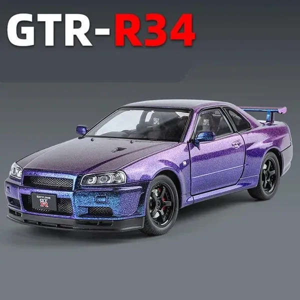 Diecast_Metal_Skyline_Gtr-R34_P.Walker_Edition_Sports_1:24_Scale_Dualtone_Simulation_Model_Alloy_Pull_Back_Toy_Car_For_Kids_With_Openable_Doors_&_Light,_Music_Toy_Vehicle_For_Kids,_Adults