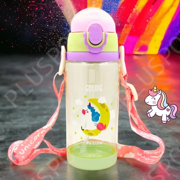Plastic_Unicorn_Water_Bottle_For_Kids_600Ml_Leak_Proof_Sipper_Bottle_With_Straw_And_Flip_Cover_Cute_Cartoon_Design_For_Boys_And_Girls_Uni_Green