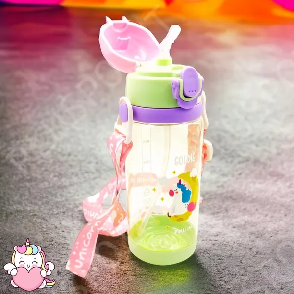 Plastic_Unicorn_Water_Bottle_For_Kids_600Ml_Leak_Proof_Sipper_Bottle_With_Straw_And_Flip_Cover_Cute_Cartoon_Design_For_Boys_And_Girls_Uni_Green
