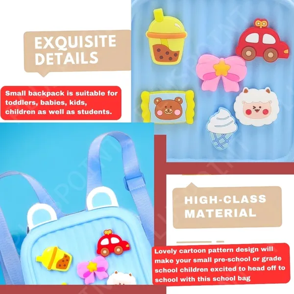 Silicone_Backpack_For_Kids_Small_Backpack_For_Boys_And_Girls_Silicone_Waterproof_Bag_For_Toddlers_With_Cute_3D_Cartoon_Badges,_Kindergarten_Lightweight_Travel_Bag_For_Kids