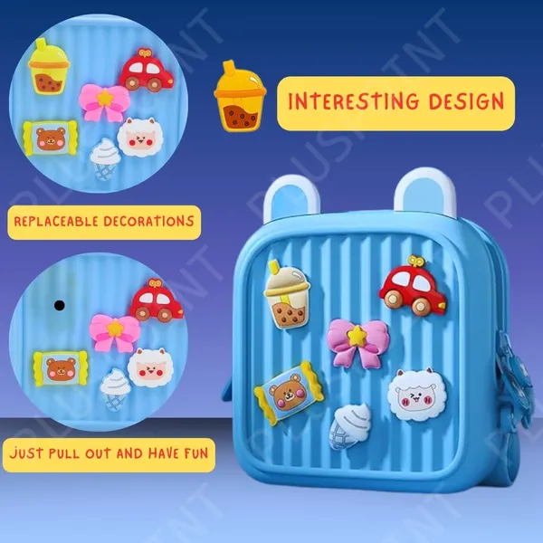 Silicone_Backpack_For_Kids_Small_Backpack_For_Boys_And_Girls_Silicone_Waterproof_Bag_For_Toddlers_With_Cute_3D_Cartoon_Badges,_Kindergarten_Lightweight_Travel_Bag_For_Kids