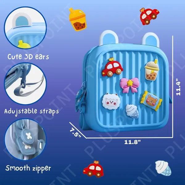 Silicone_Backpack_For_Kids_Small_Backpack_For_Boys_And_Girls_Silicone_Waterproof_Bag_For_Toddlers_With_Cute_3D_Cartoon_Badges,_Kindergarten_Lightweight_Travel_Bag_For_Kids