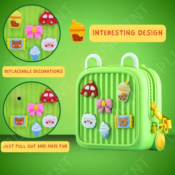 Silicone_Backpack_For_Kids_Small_Backpack_For_Boys_And_Girls_Silicone_Waterproof_Bag_For_Toddlers_With_Cute_3D_Cartoon_Badges,_Kindergarten_Lightweight_Travel_Bag_For_Kids