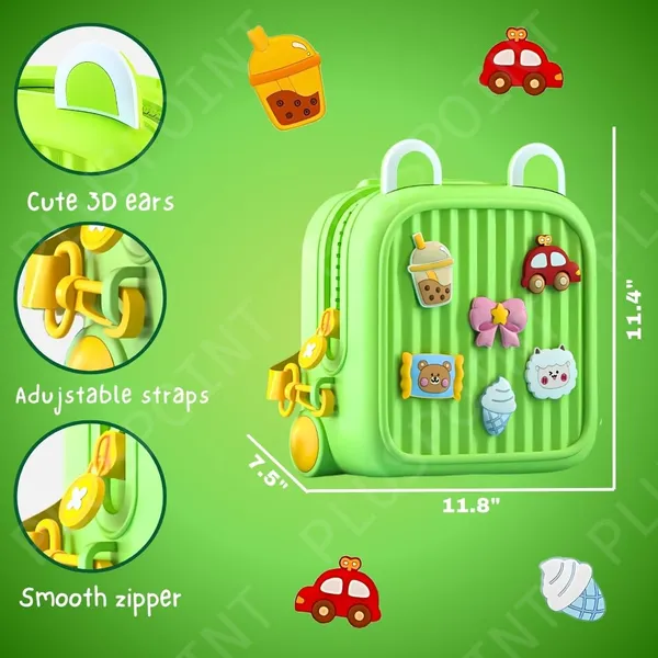 Silicone_Backpack_For_Kids_Small_Backpack_For_Boys_And_Girls_Silicone_Waterproof_Bag_For_Toddlers_With_Cute_3D_Cartoon_Badges,_Kindergarten_Lightweight_Travel_Bag_For_Kids
