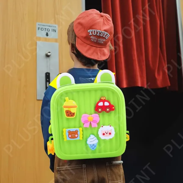 Silicone_Backpack_For_Kids_Small_Backpack_For_Boys_And_Girls_Silicone_Waterproof_Bag_For_Toddlers_With_Cute_3D_Cartoon_Badges,_Kindergarten_Lightweight_Travel_Bag_For_Kids