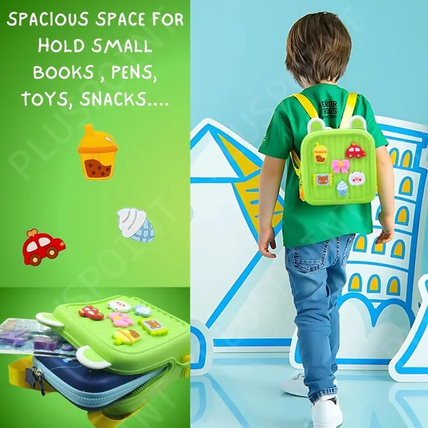 Silicone_Backpack_For_Kids_Small_Backpack_For_Boys_And_Girls_Silicone_Waterproof_Bag_For_Toddlers_With_Cute_3D_Cartoon_Badges,_Kindergarten_Lightweight_Travel_Bag_For_Kids