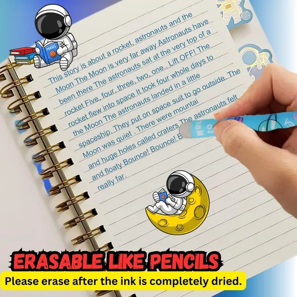 Space_Theme_Blue_Ink,Gel_Pens_For_Kids,_0.5Mm_Erasable_Gel_Pen_Set_Of_12,_Adorable_Astronaut_Theme_Colorful_Pen_For_Project_Work,_Journal,_Stationery_For_Girls_&_Boys_(12_Astronaut_Gel)